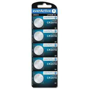 5x EverActive 2016 CR2016 DL2016 3v Lithium Battery