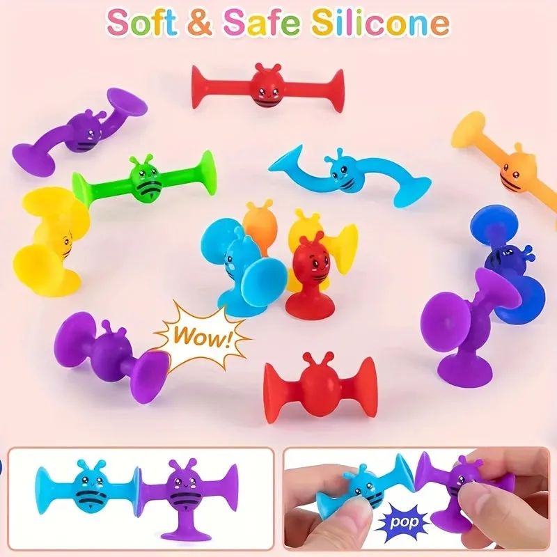BeeThemed Silicone Construction Set  Educational Suction Cup Toy Gift