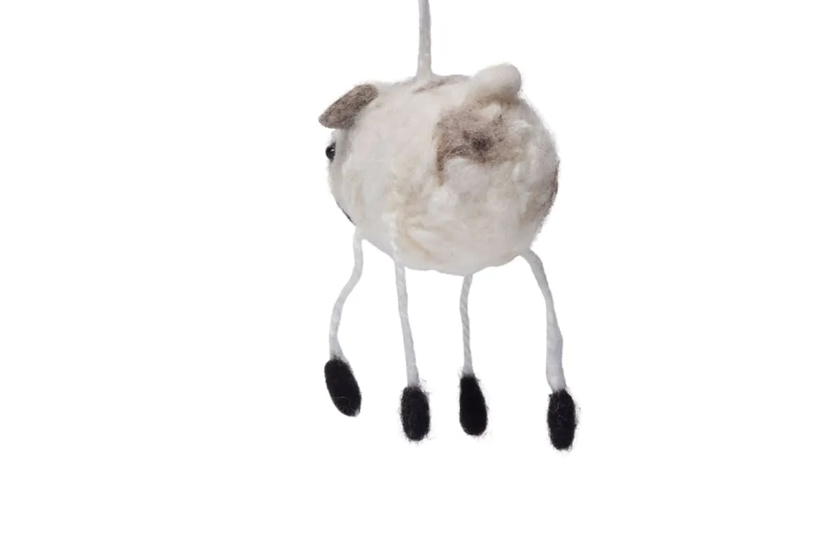 De Kulture Handmade Premium Wool Felt Hanging White Lamb Eco Friendly Needle Felted Stuffed Easter Ornament Ideal for Home Office Party Decoration Holiday Décor, 4x2x2.5 (LWH) Inches