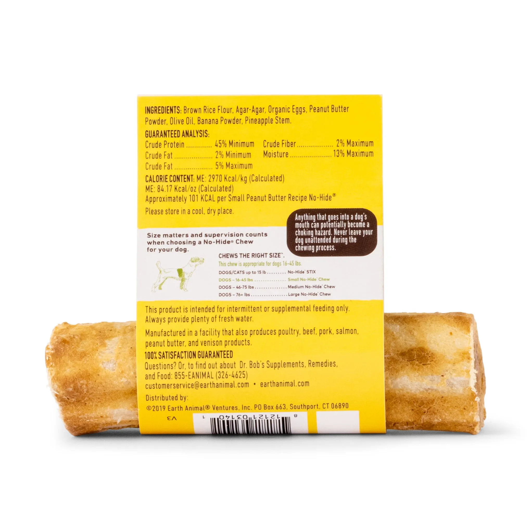 Earth Animal No-Hide Peanut Butter Single Chew for Dogs