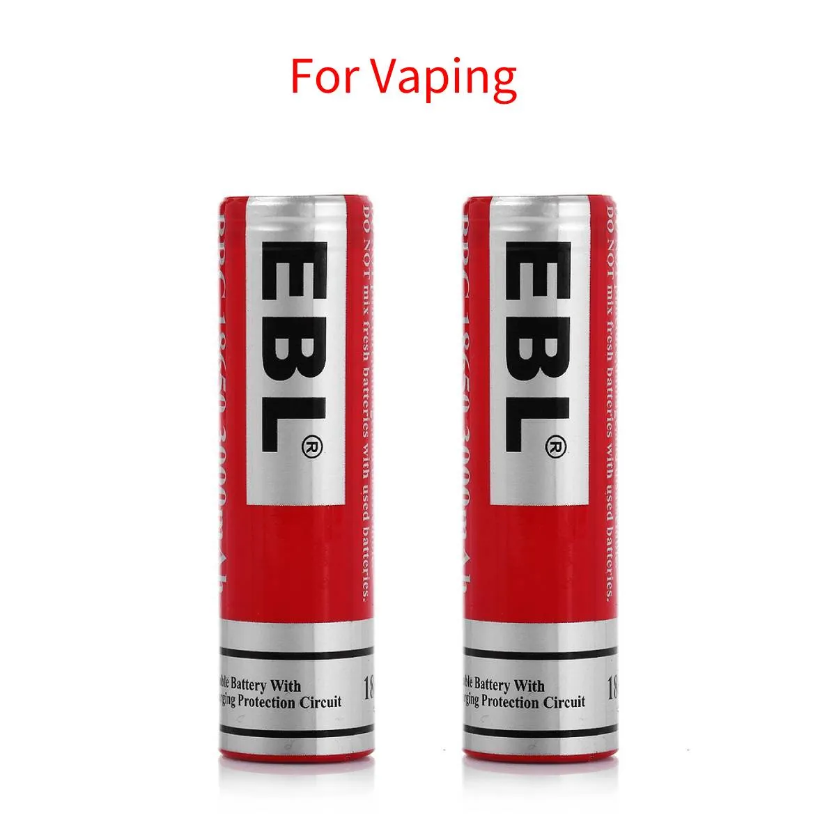 EBL 18650 Lithium Rechargeable Batteries 3.7V 3000mAh for Vaping -  Flat Top