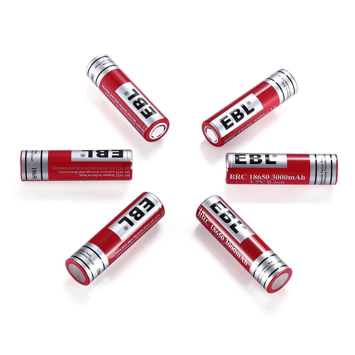 EBL 18650 Lithium Rechargeable Battery 3.7V 3000mAh -  Flat Top
