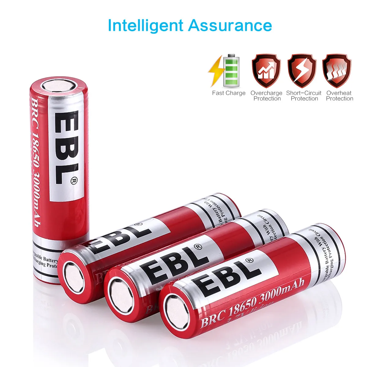 EBL 18650 Lithium Rechargeable Battery 3.7V 3000mAh -  Flat Top