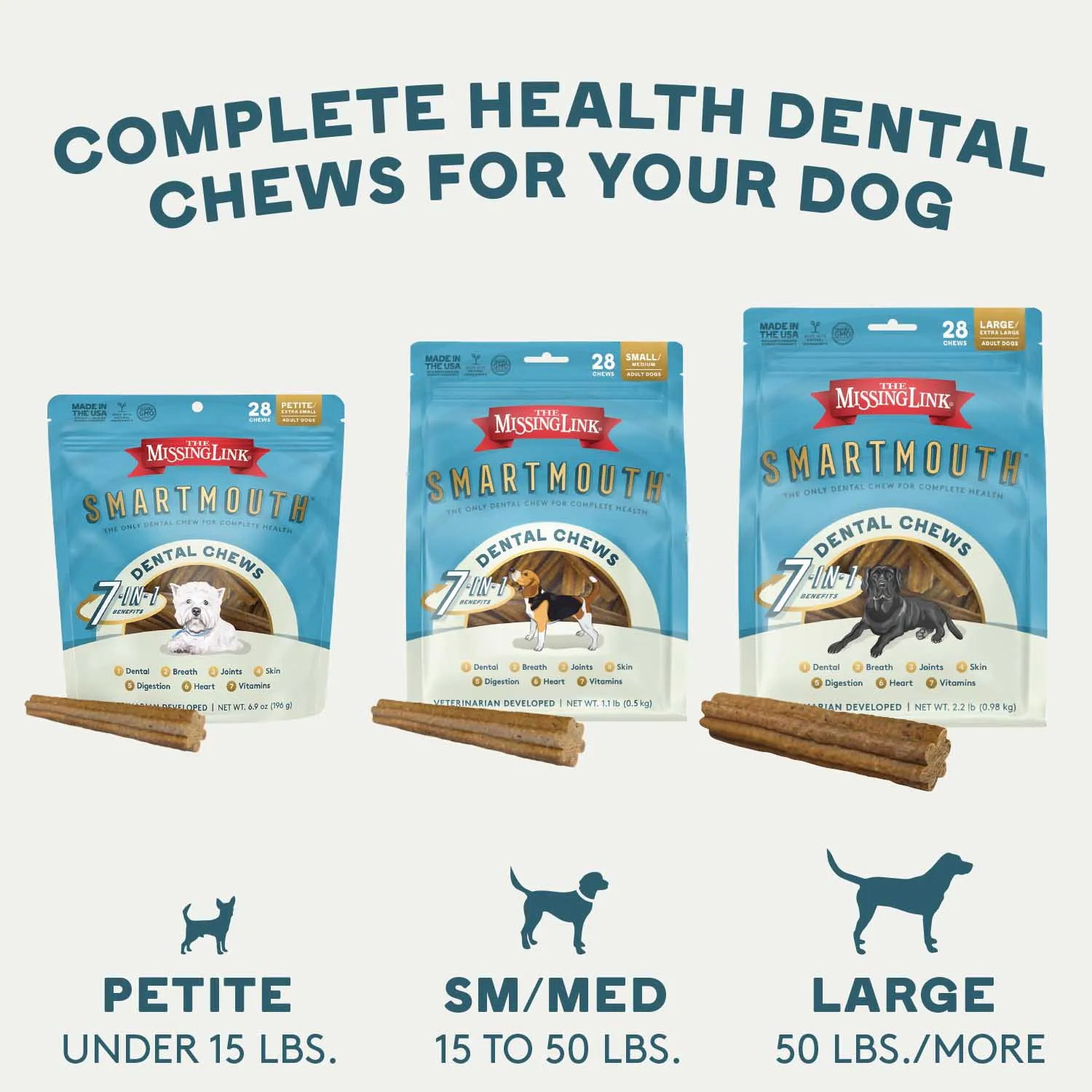 Smartmouth 7-in-1 Dental Chews for Dogs, S/M, 14 ct