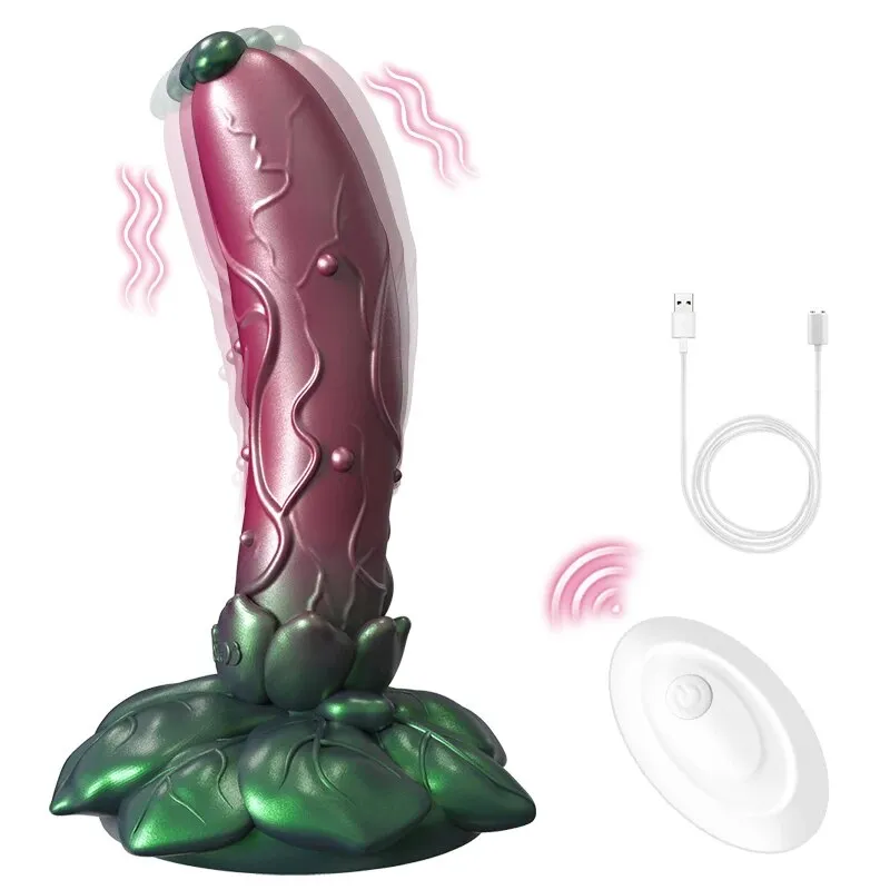 Vibrating Dildo Butt Plug - Remote Control Big Rose Suction Cup Dildos Female Sex Toy